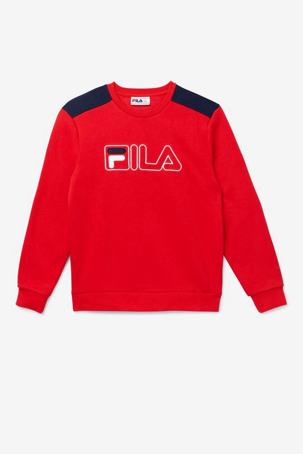 Fila Basil 2 Crewneck Men's Sweatshirts - Red/Navy/White,NZ 592-67924